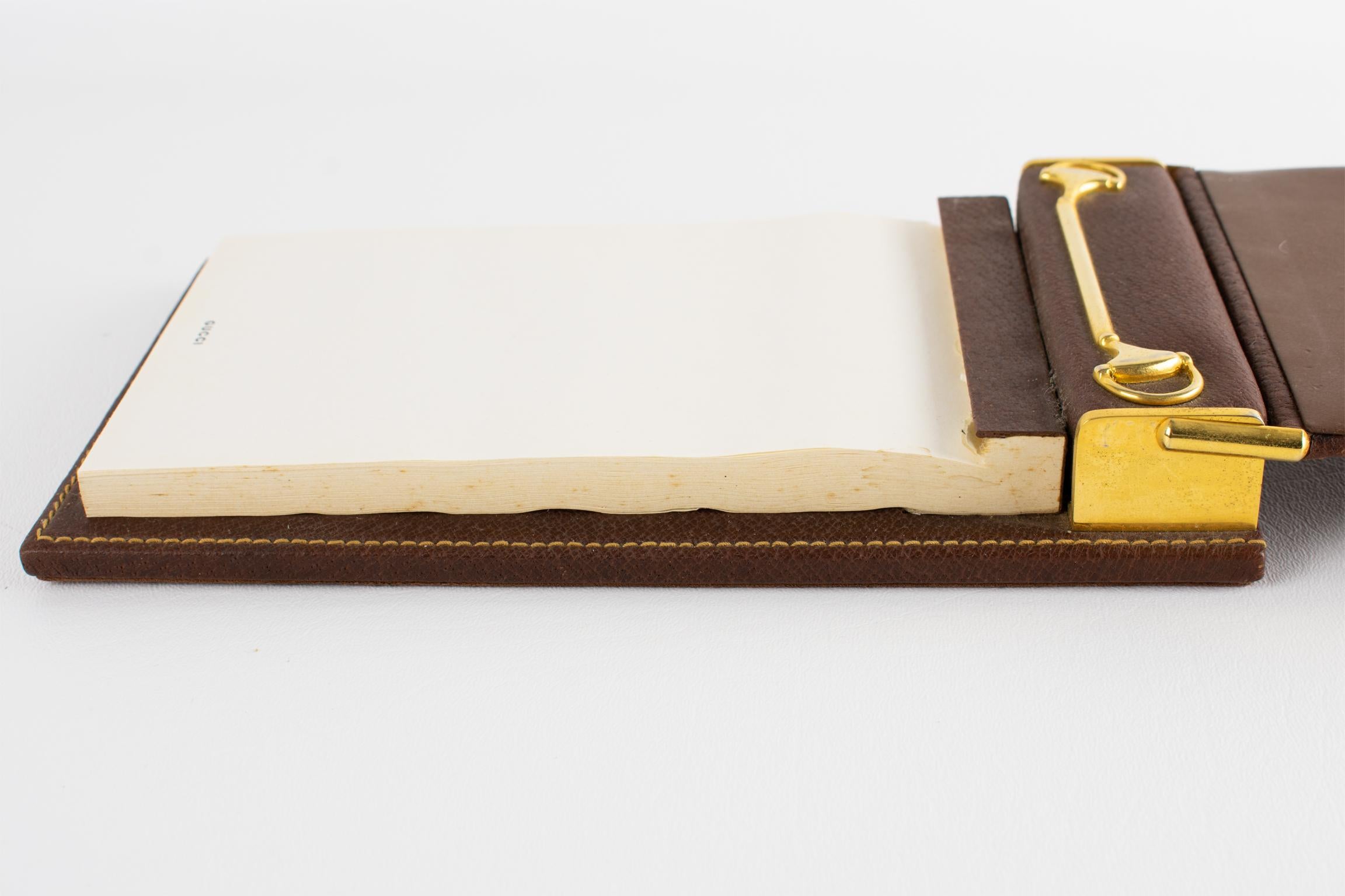 Gucci Schreibtisch-Notizblock aus Leder mit Pferdemotiv, um 1970 im Zustand „Gut“ im Angebot in Atlanta, GA