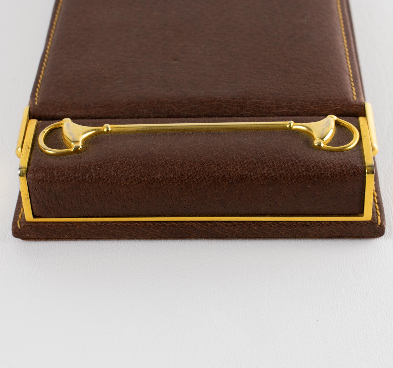 Gucci Schreibtisch-Notizblock aus Leder mit Pferdemotiv, um 1970 im Angebot 2