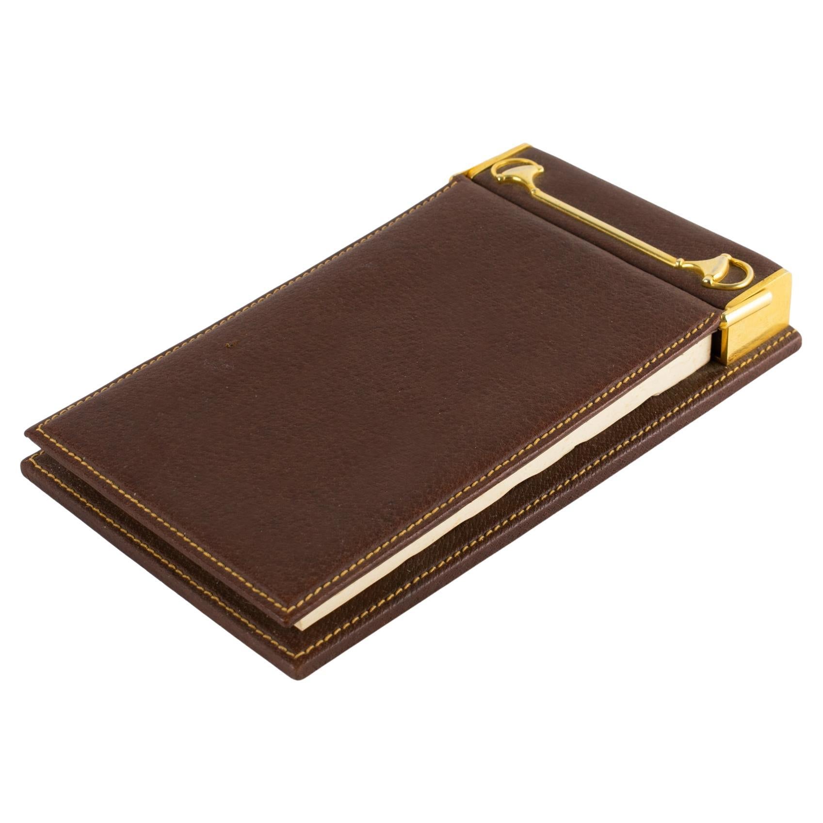 Gucci Schreibtisch-Notizblock aus Leder mit Pferdemotiv, um 1970