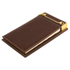 Vintage Gucci Leather Desk Notepad with Equestrian Motif, circa 1970