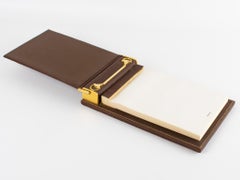 Gucci Schreibtisch-Notizblock aus Leder mit vergoldetem Pferdemotiv, um 1970