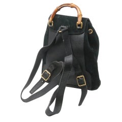 Gucci Leather Drawstring Bamboo Mini Black Suede Backpack