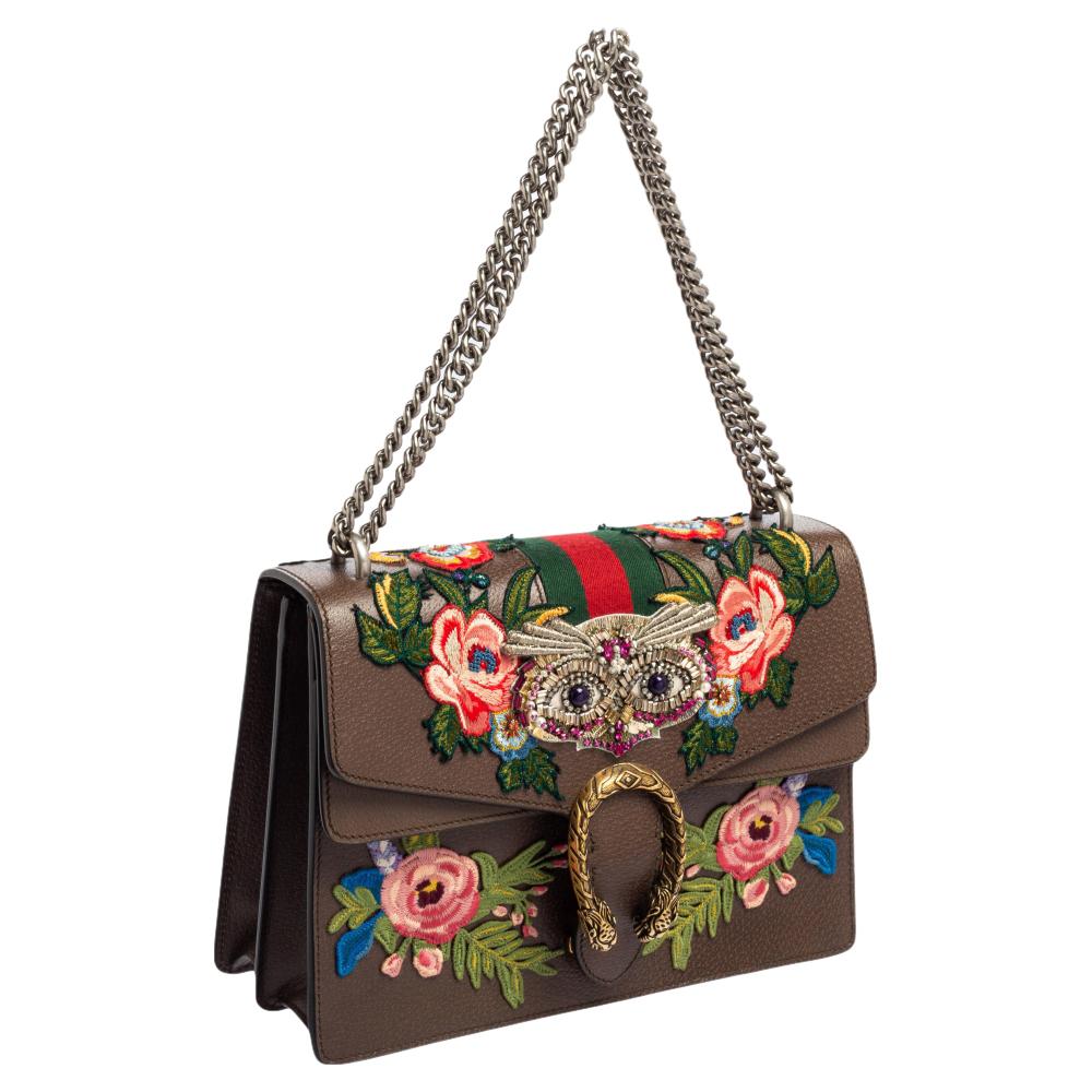 Gucci Leather Embroidered and Owl Embellished Medium Dionysus Shoulder Bag 1