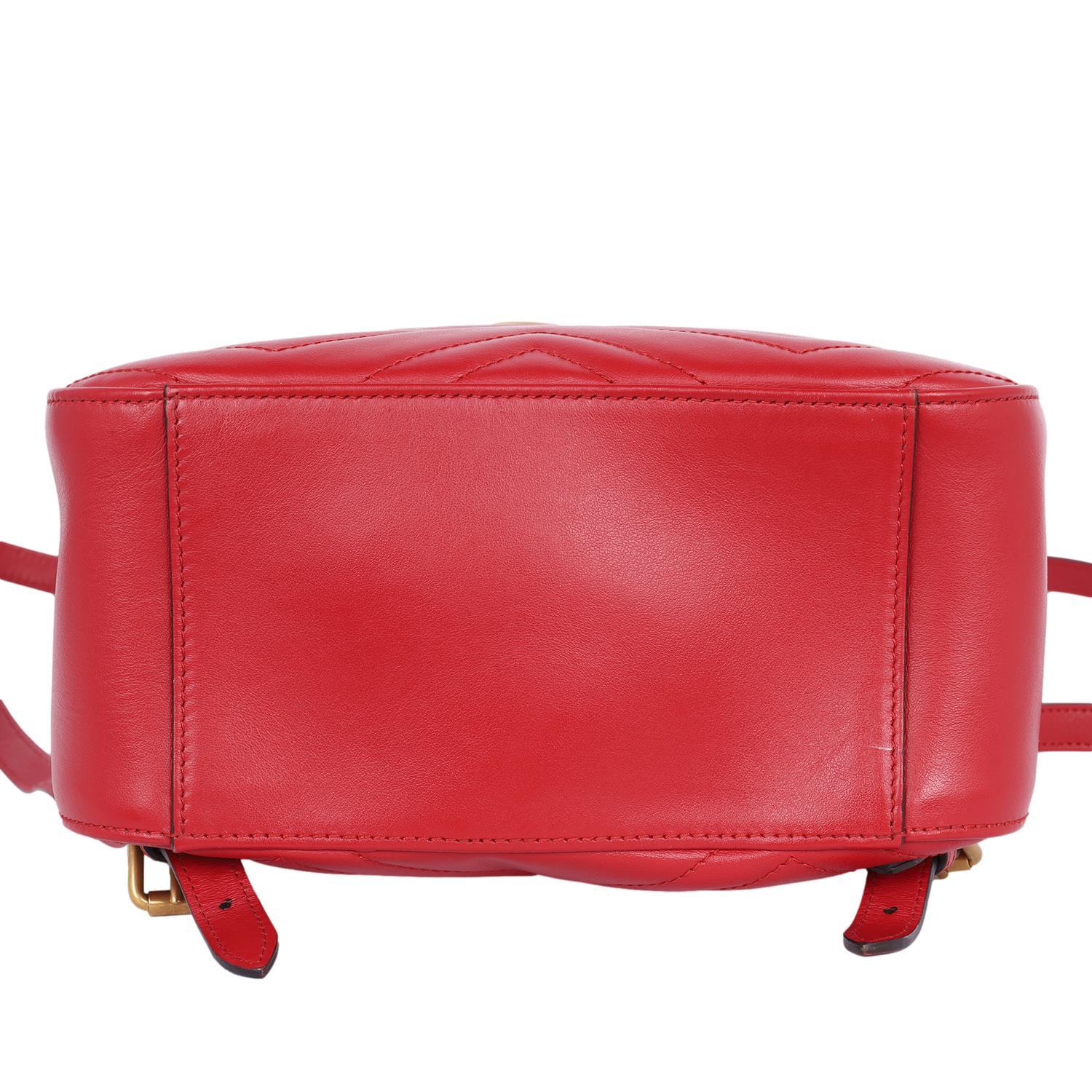 Gucci Leather GG Marmont Backpack red 5