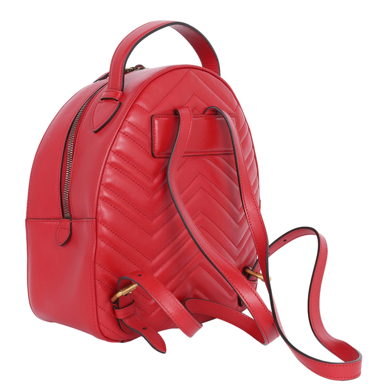 Women's Gucci Leather GG Marmont Backpack red