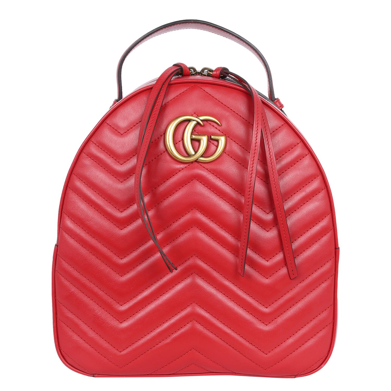 Gucci Leather GG Marmont Backpack red 2