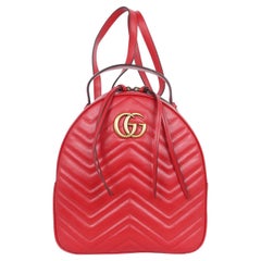 Gucci Leather GG Marmont Backpack red