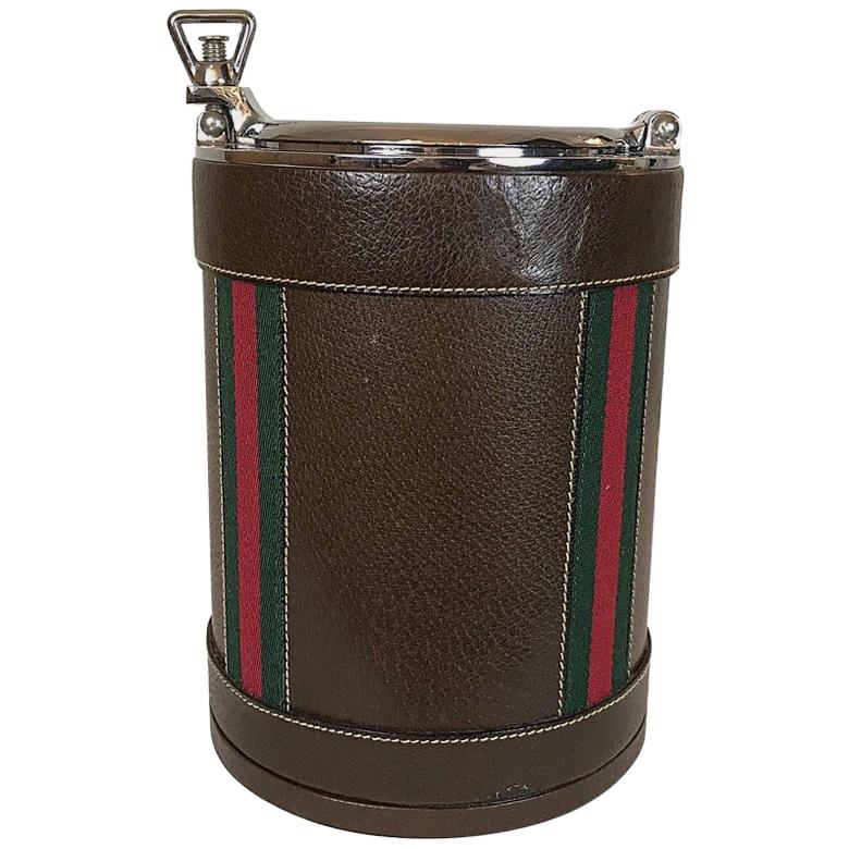 Gucci Leather, Glass and Chrome Ice Bucket
