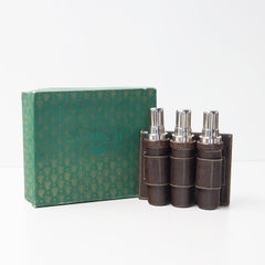 Gucci Leather Hip Flask Perfume Bottle Set 1970s