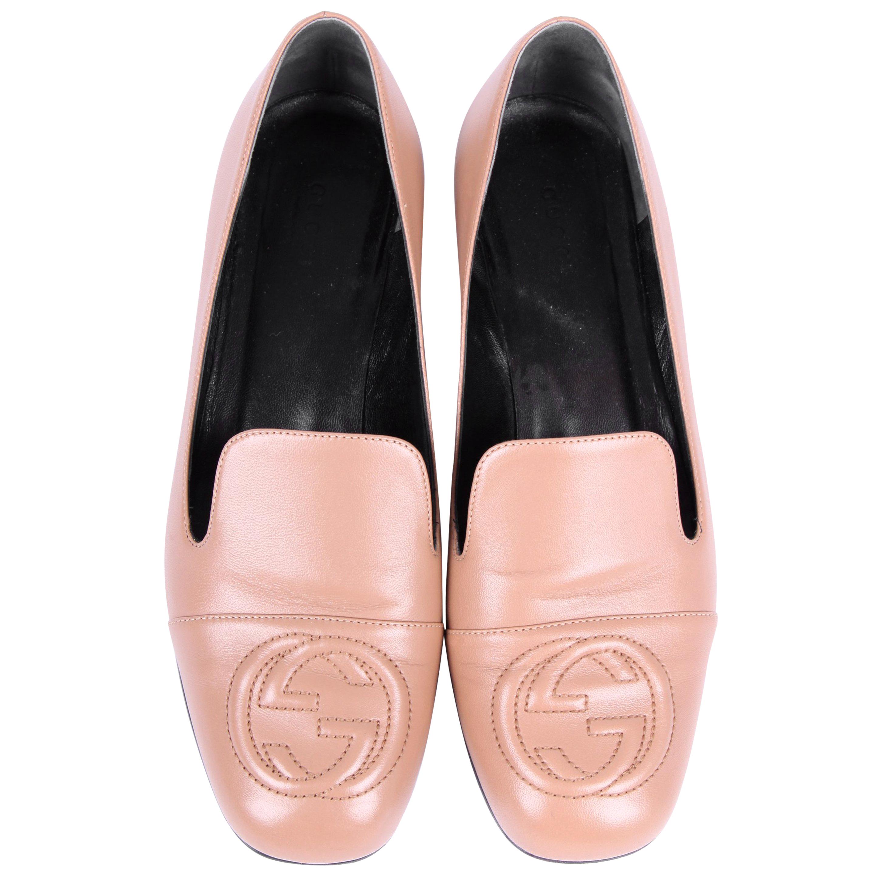 Gucci Leather Loafers - beige 