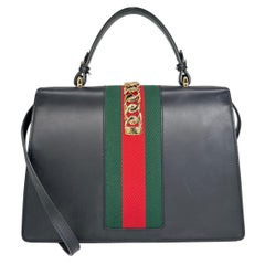 Gucci Leather Medium Sylvie Web Chain Belt Lock Top Handle Crossbody Bag, 2018.