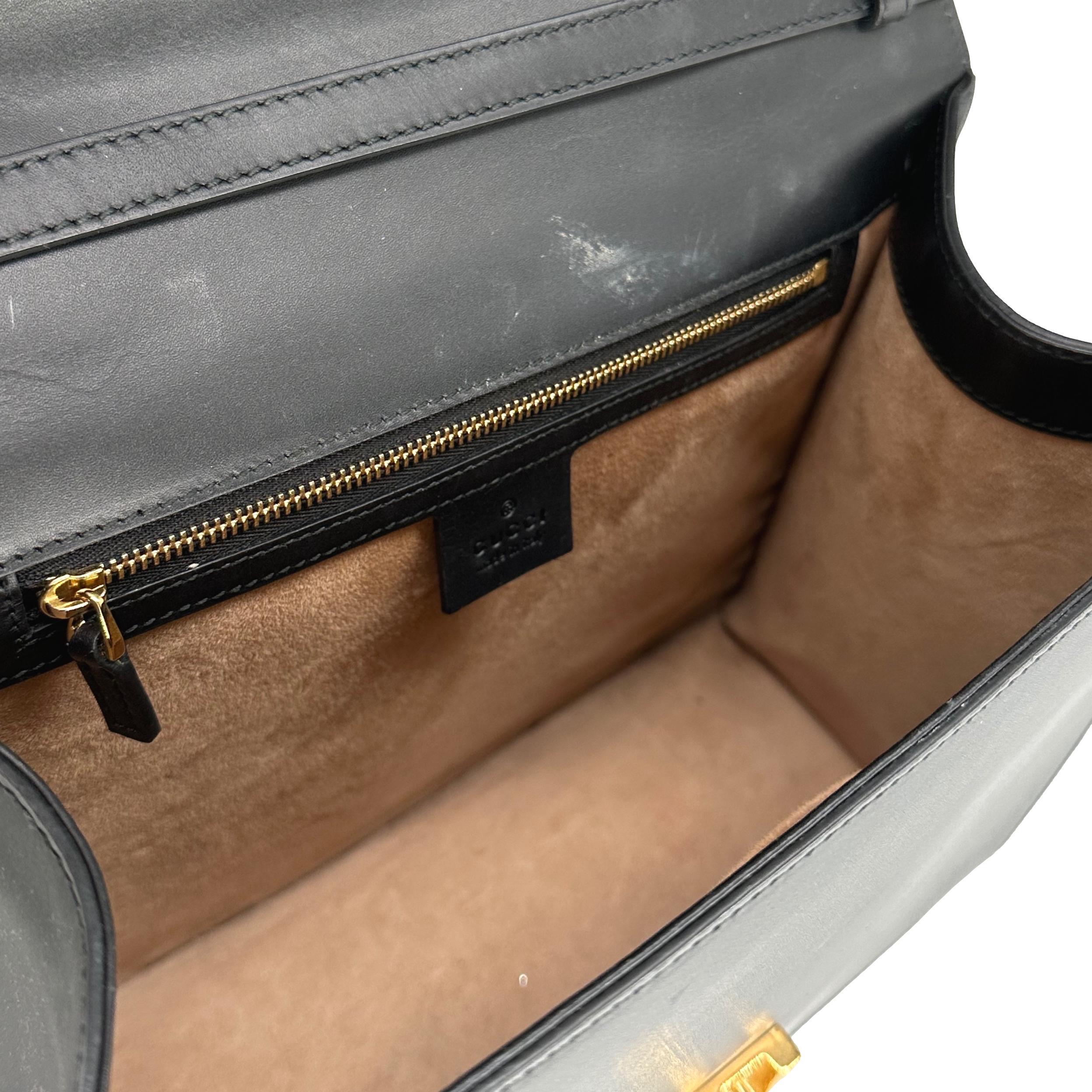 Gucci Leather Medium Sylvie Web Chain Belt Lock Top Handle Crossbody Bag, 2018.  For Sale 5