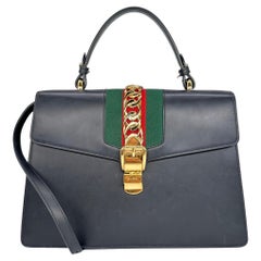 Gucci Leather Medium Sylvie Web Chain Belt Lock Top Handle Crossbody Bag, 2018. 