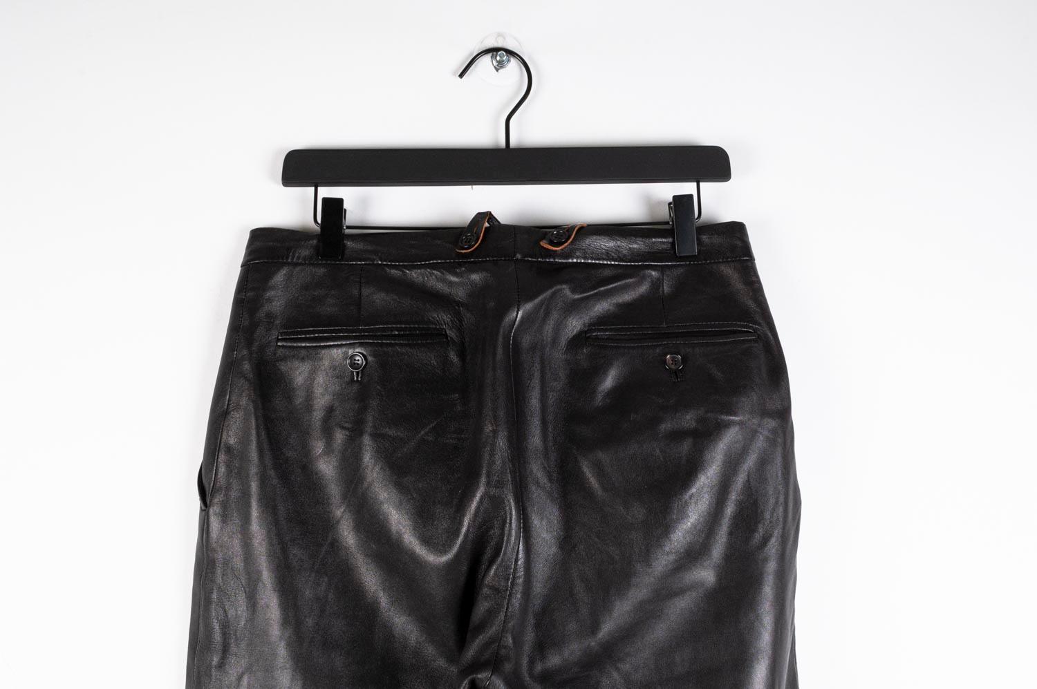 Men's Gucci Leather Men Pants with suspenders Size 48 (M/L) For Sale