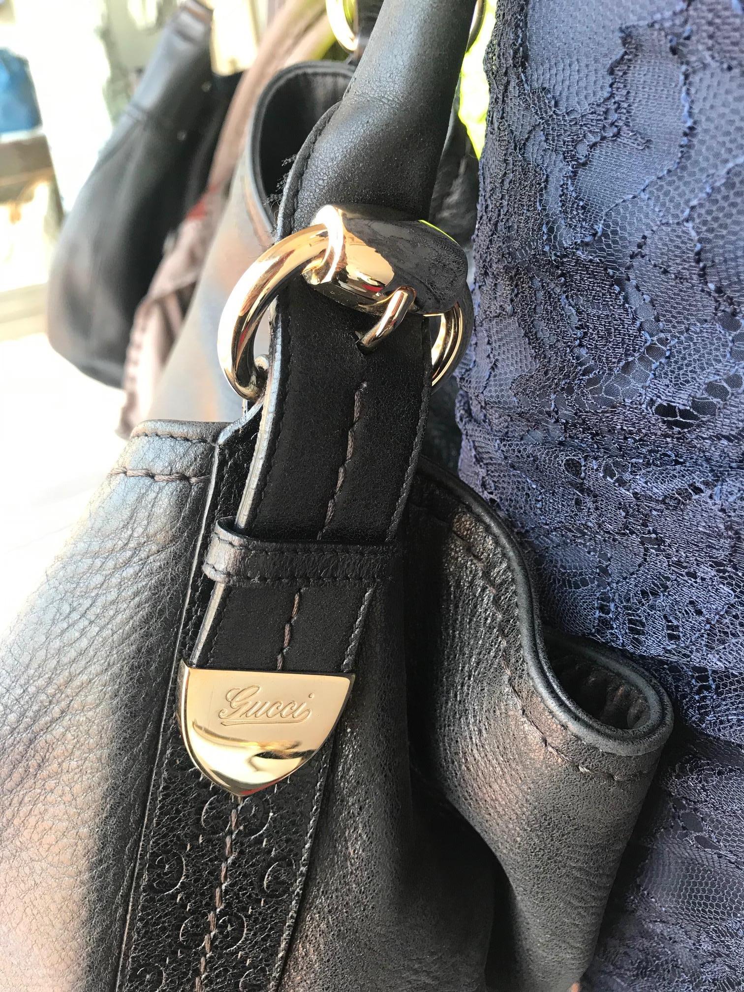 Gucci leather Monogram Embossed Shoulder Bag For Sale 1