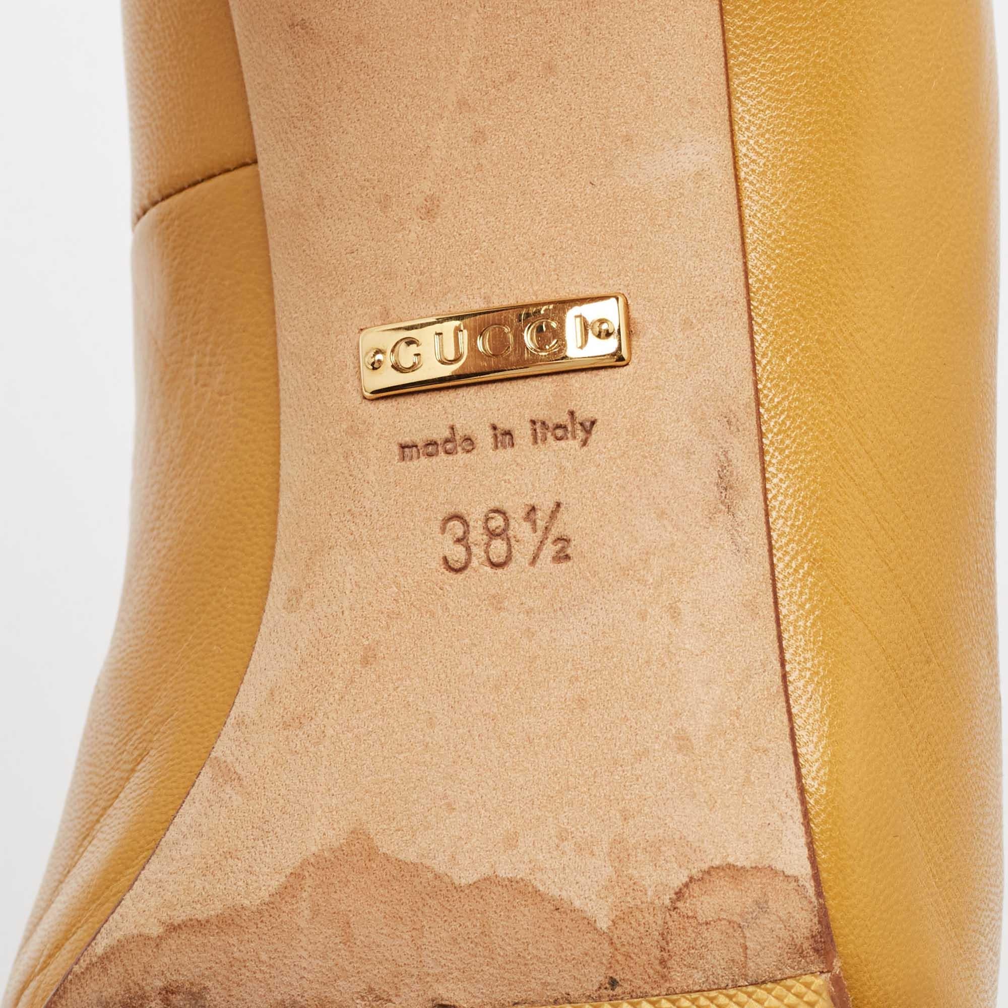 Gucci escarpins à bout pointu en cuir jaune moutarde taille 38,5 3