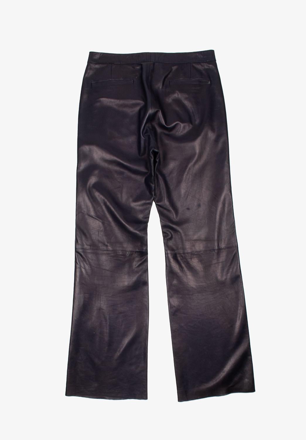 Gucci Lederhose mit weitem Bein und lila Hose in Violett Größe 48-M/L (Schwarz)