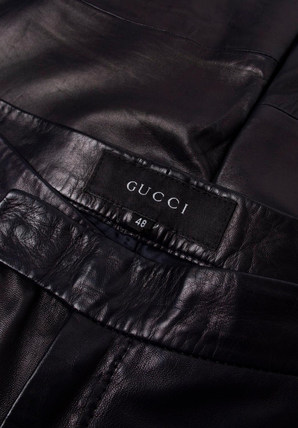 Gucci Lederhose mit weitem Bein und lila Hose in Violett Größe 48-M/L Herren