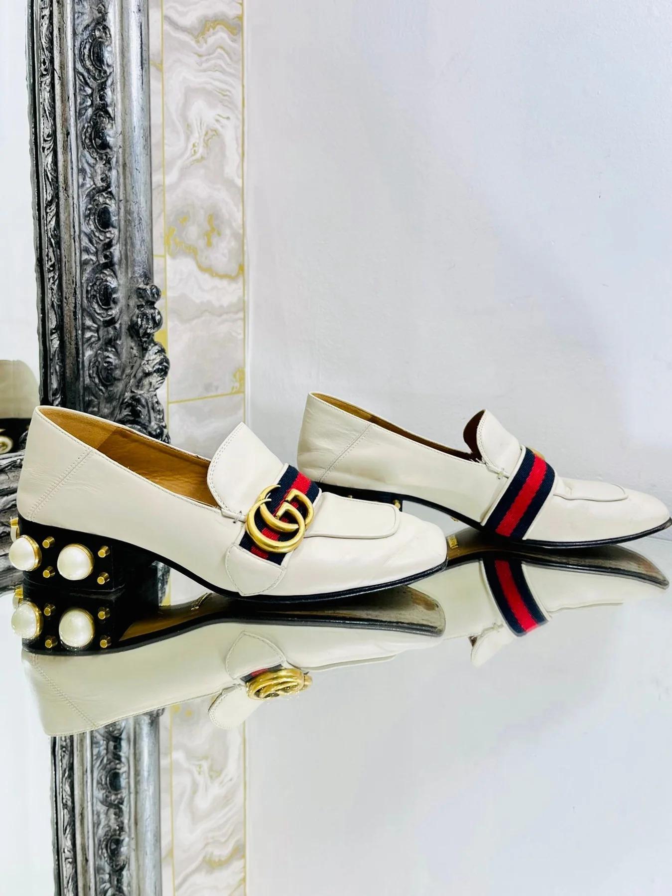 Gucci Leather & Pearl Loafer In Good Condition In London, GB