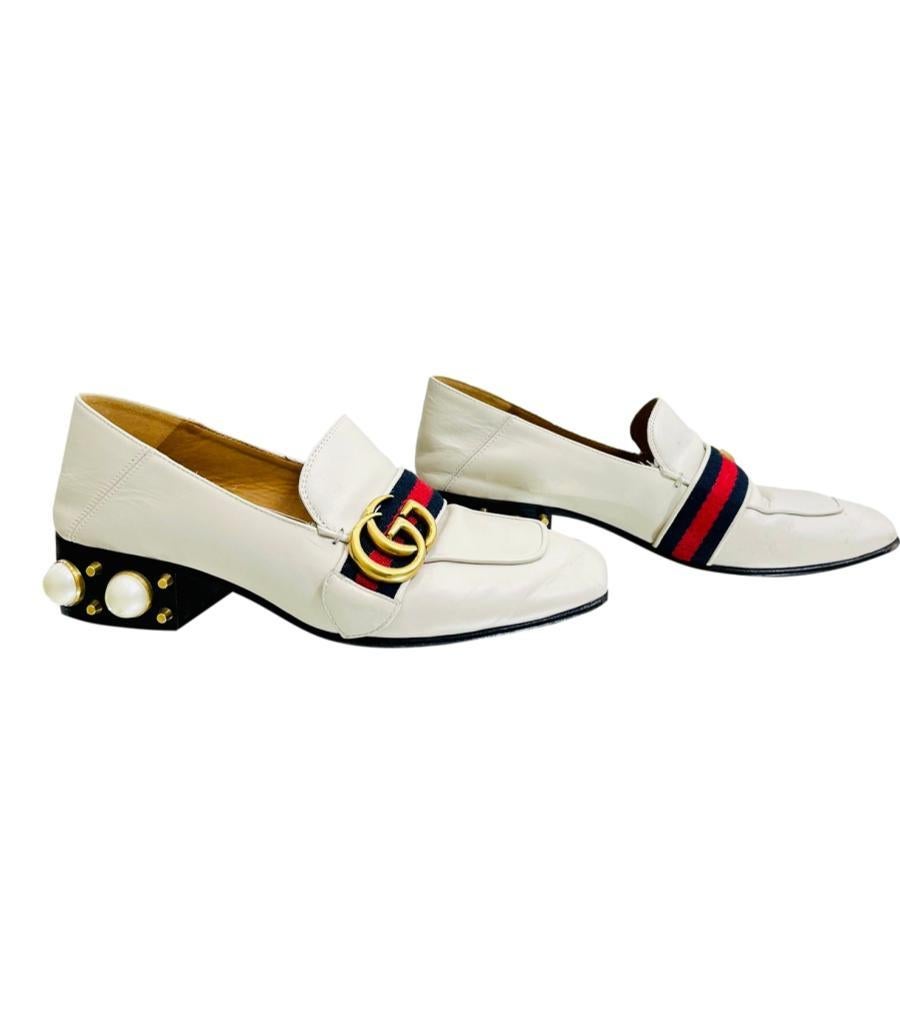 Women's Gucci Leather & Pearl Loafer For Sale