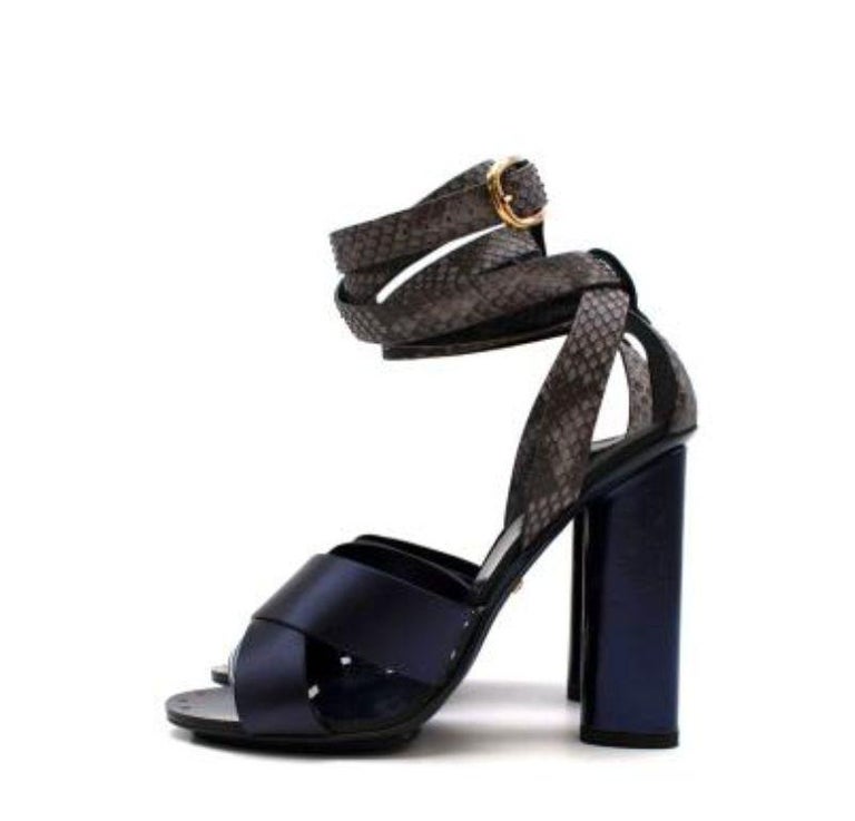 Gucci Python Mid Heels Gucci Leather and Python Wrap Sandals For Sale at 1stDibs