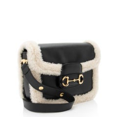 Gucci Leather Shearling Horsebit 1955 Small Bag