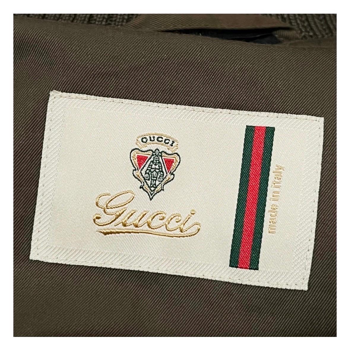 Men's Gucci Leather Sleeve Bomber Jacket F2010 For Sale