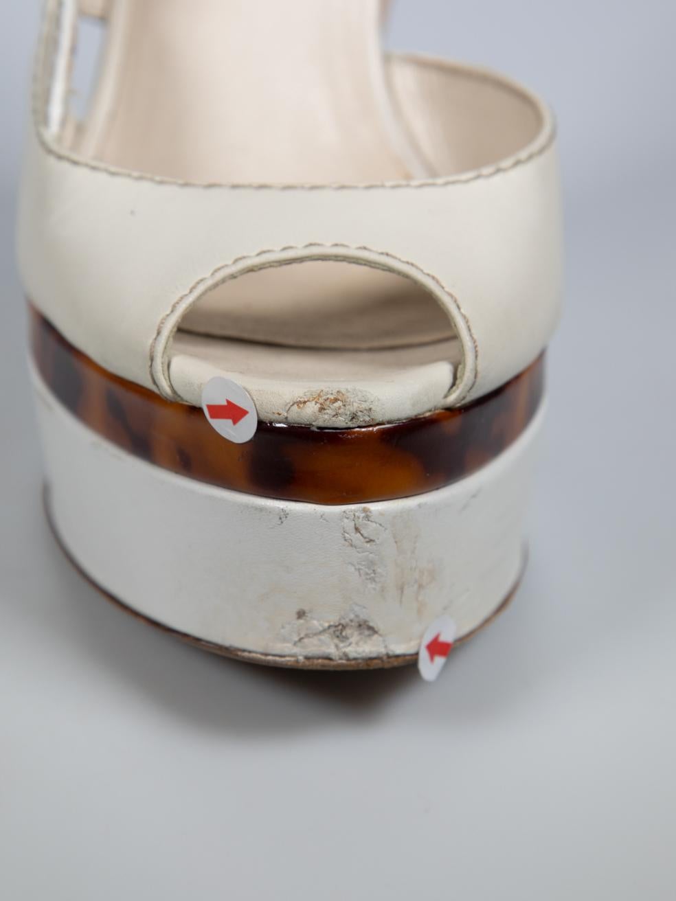 Gucci Leather Sling-Back Wedge Sandals Size IT 37 2