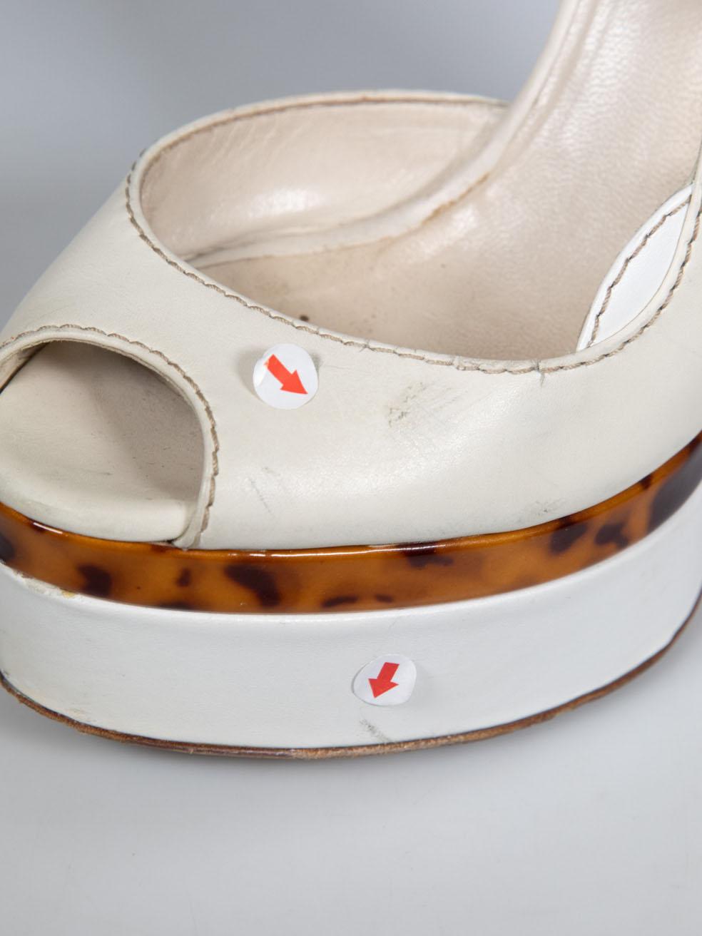 Gucci Leather Sling-Back Wedge Sandals Size IT 37 3