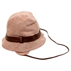 Gucci Leather & Suede Pink GG Logo Kids Cloche Hat