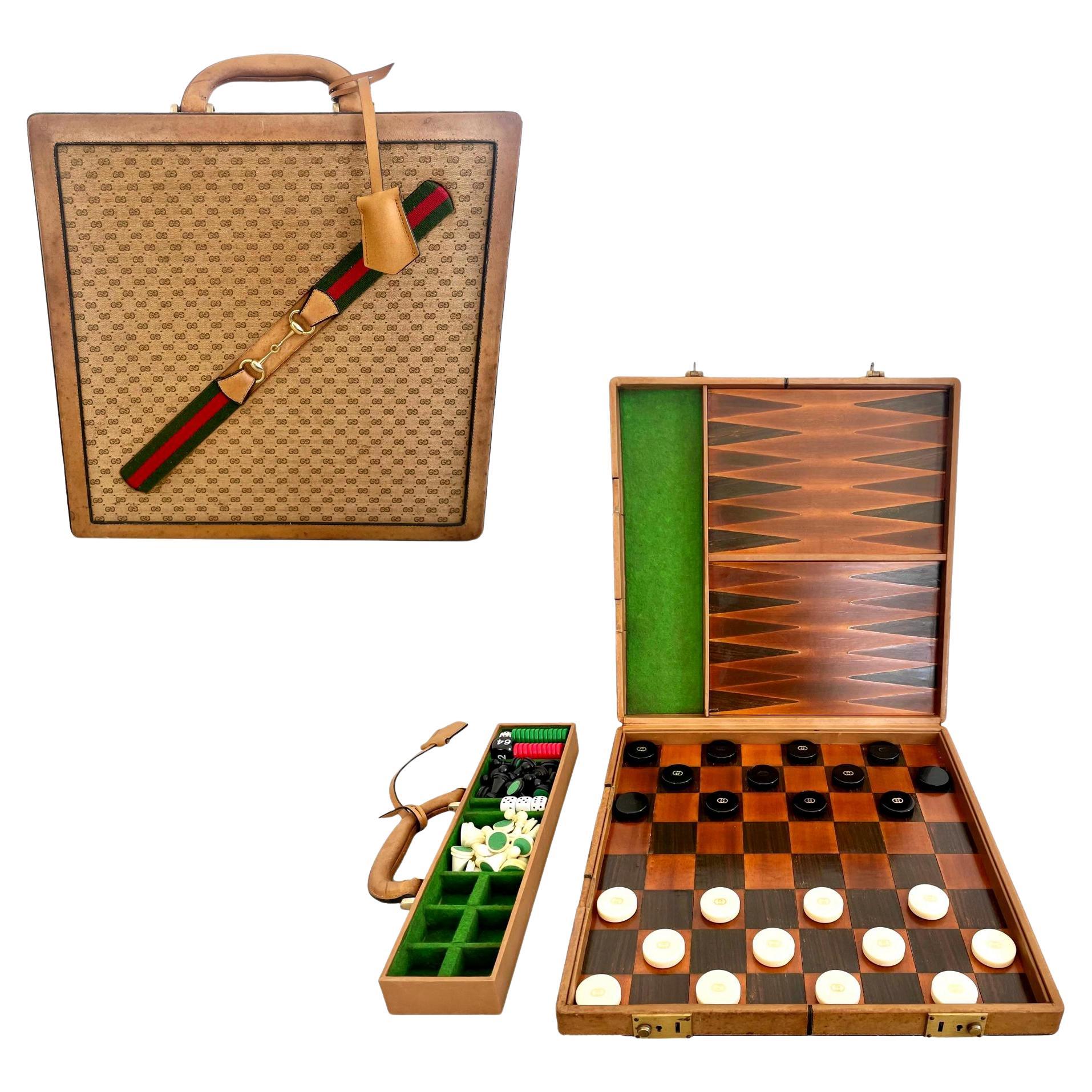 Gucci Leather Travel Multi-Game Set, 1980s Italy For Sale