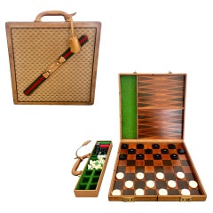 Vintage Gucci Leather Travel Multi-Game Set, 1980s Italy