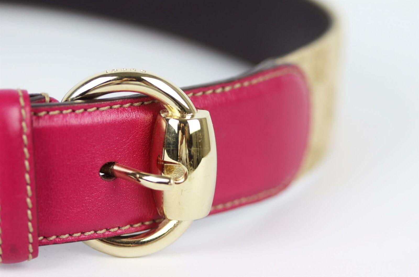 Women's Gucci Leather Trimmed Canvas Belt 