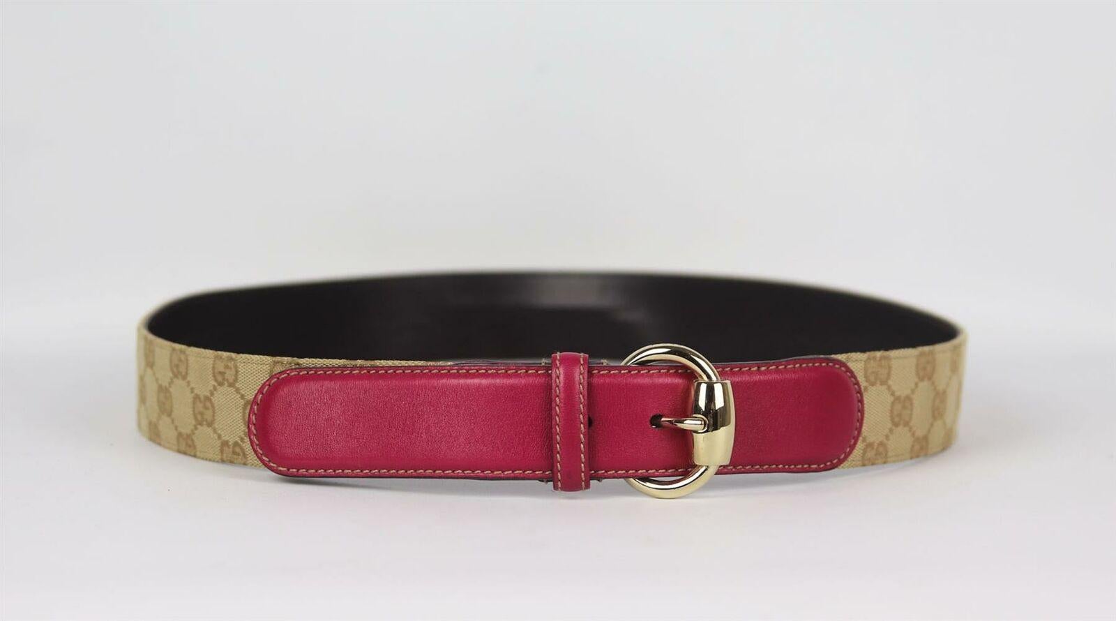 Gucci Leather Trimmed Canvas Belt  1
