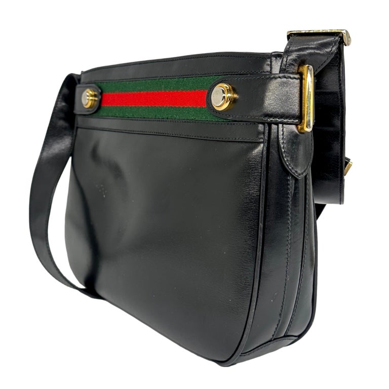Gucci Leather Vintage Sherry Web Line Leather Crossbody