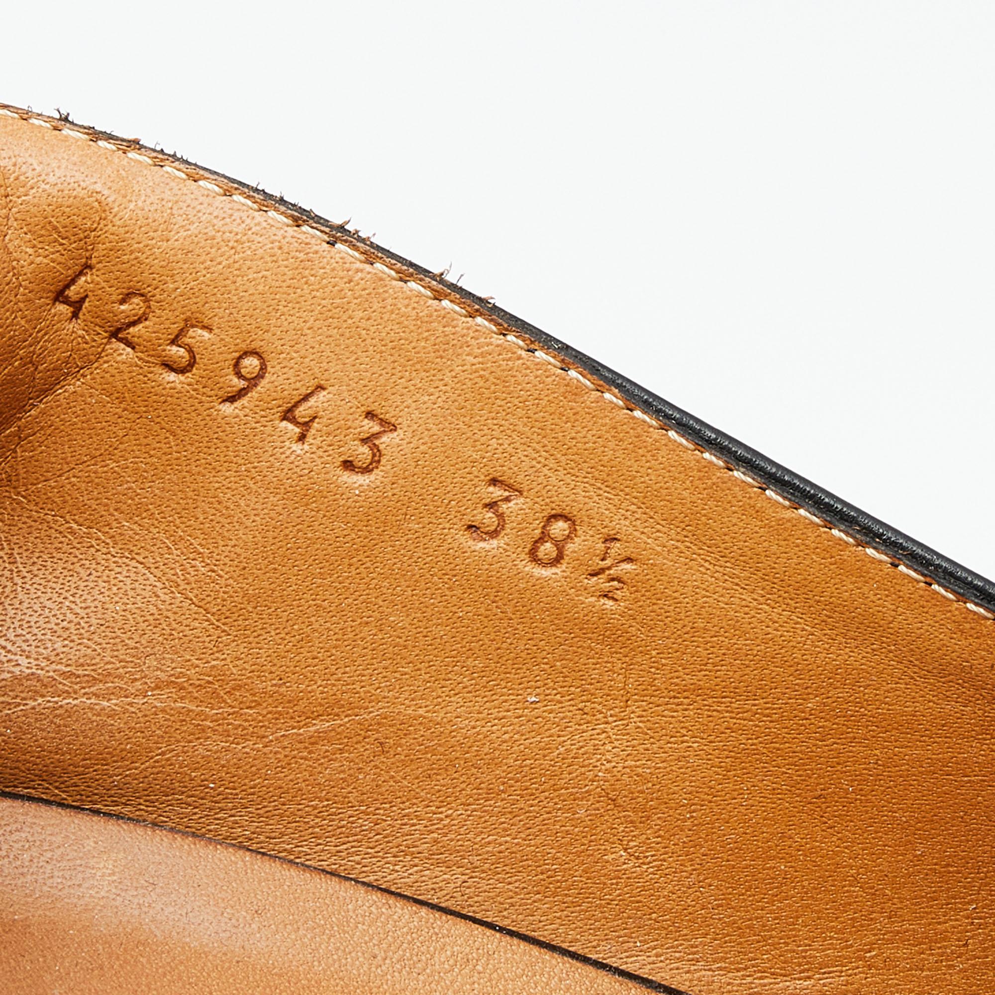 Gucci Leather Web GG Marmont Faux Pearl Block Heel Loafer Pumps Size 38.5 In Good Condition In Dubai, Al Qouz 2