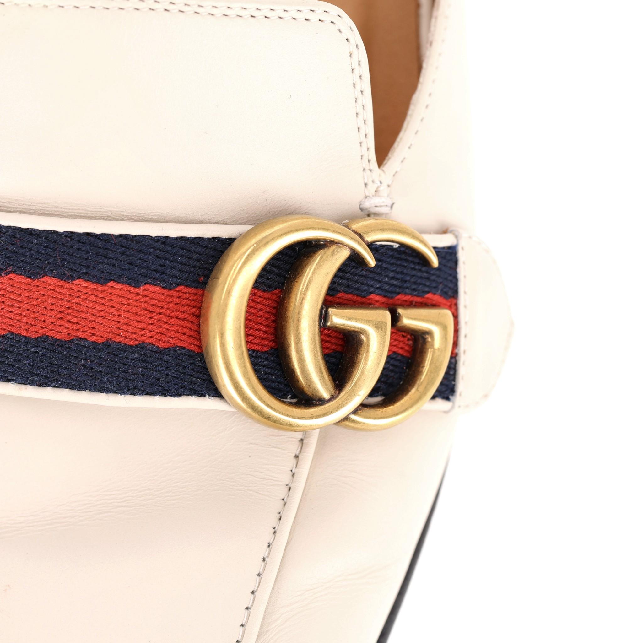 Gucci Leather  Web Stripe & 'GG' Logo Slides 1