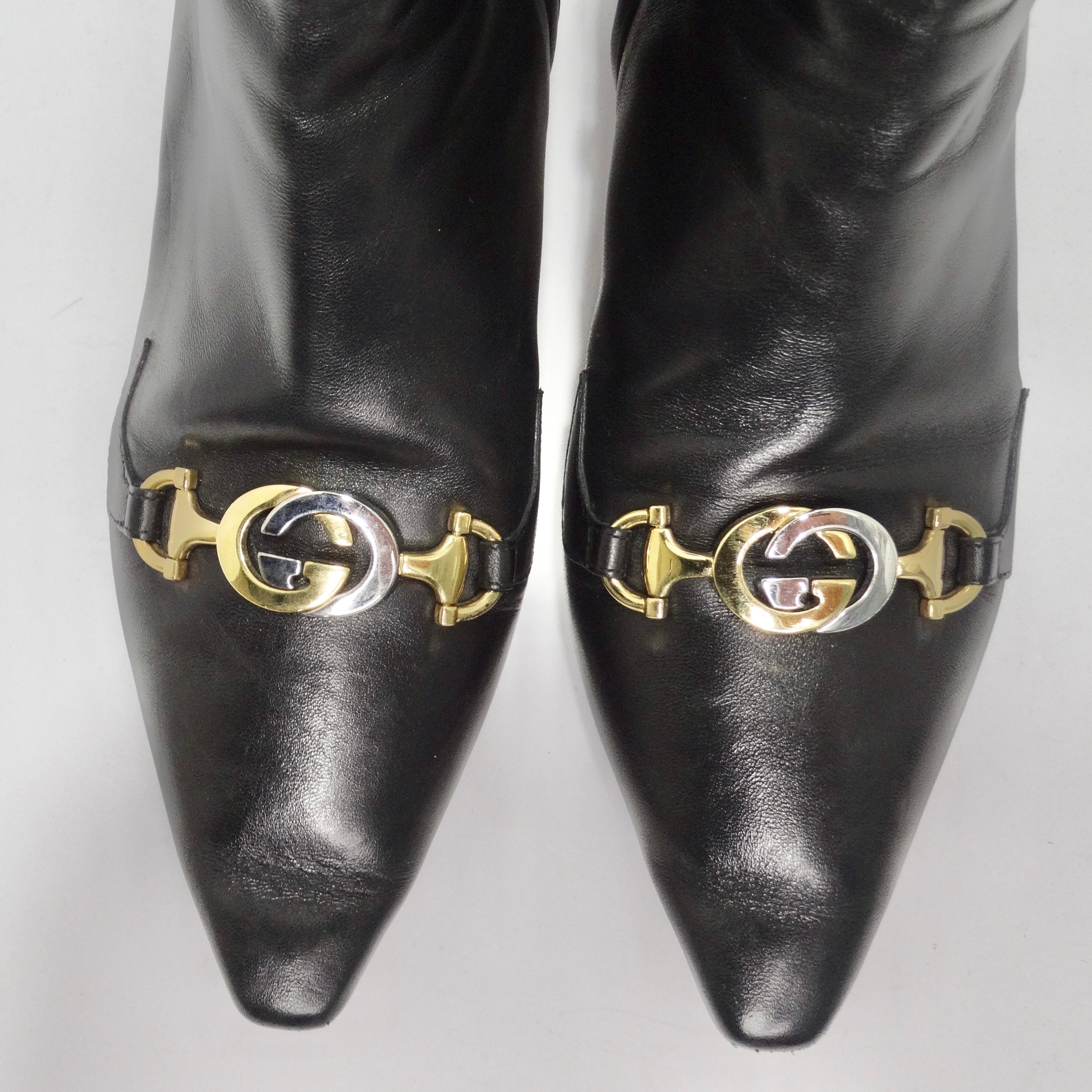 Elevate your footwear collection to new heights with these Gucci Leather Zumi Kitten Heel Ankle Boots. Crafted with precision and style in mind, these boots effortlessly blend classic Gucci design elements with a touch of contemporary edge. These