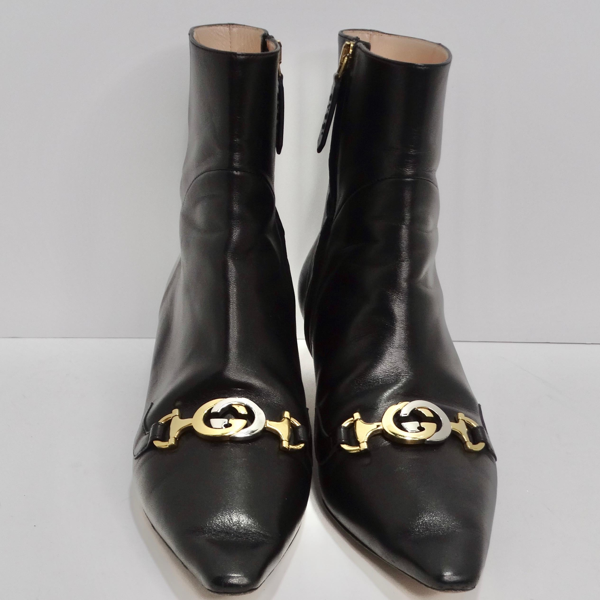 Women's or Men's Gucci Leather Zumi Kitten Heel Ankle Boots For Sale