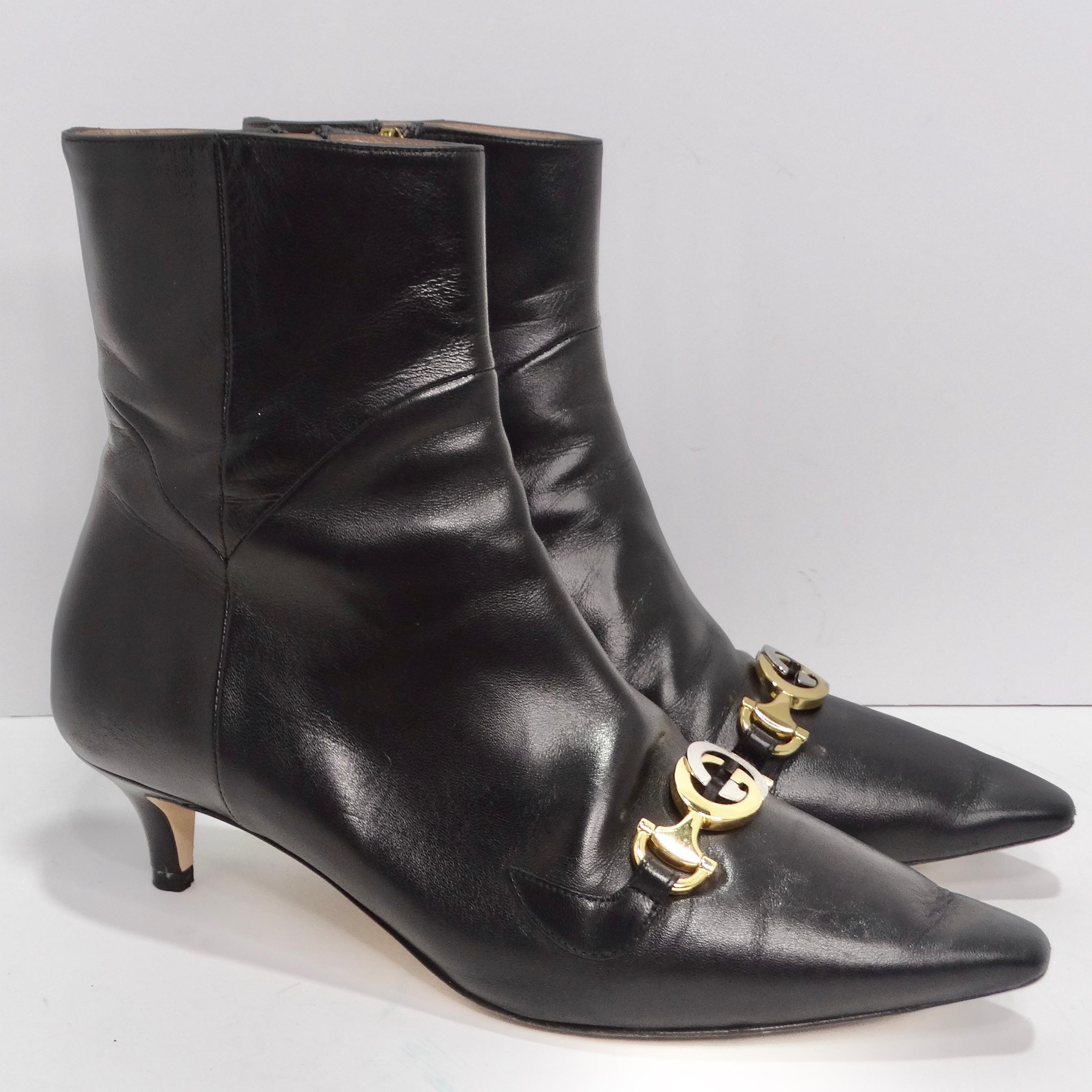 Gucci Leather Zumi Kitten Heel Ankle Boots For Sale 1
