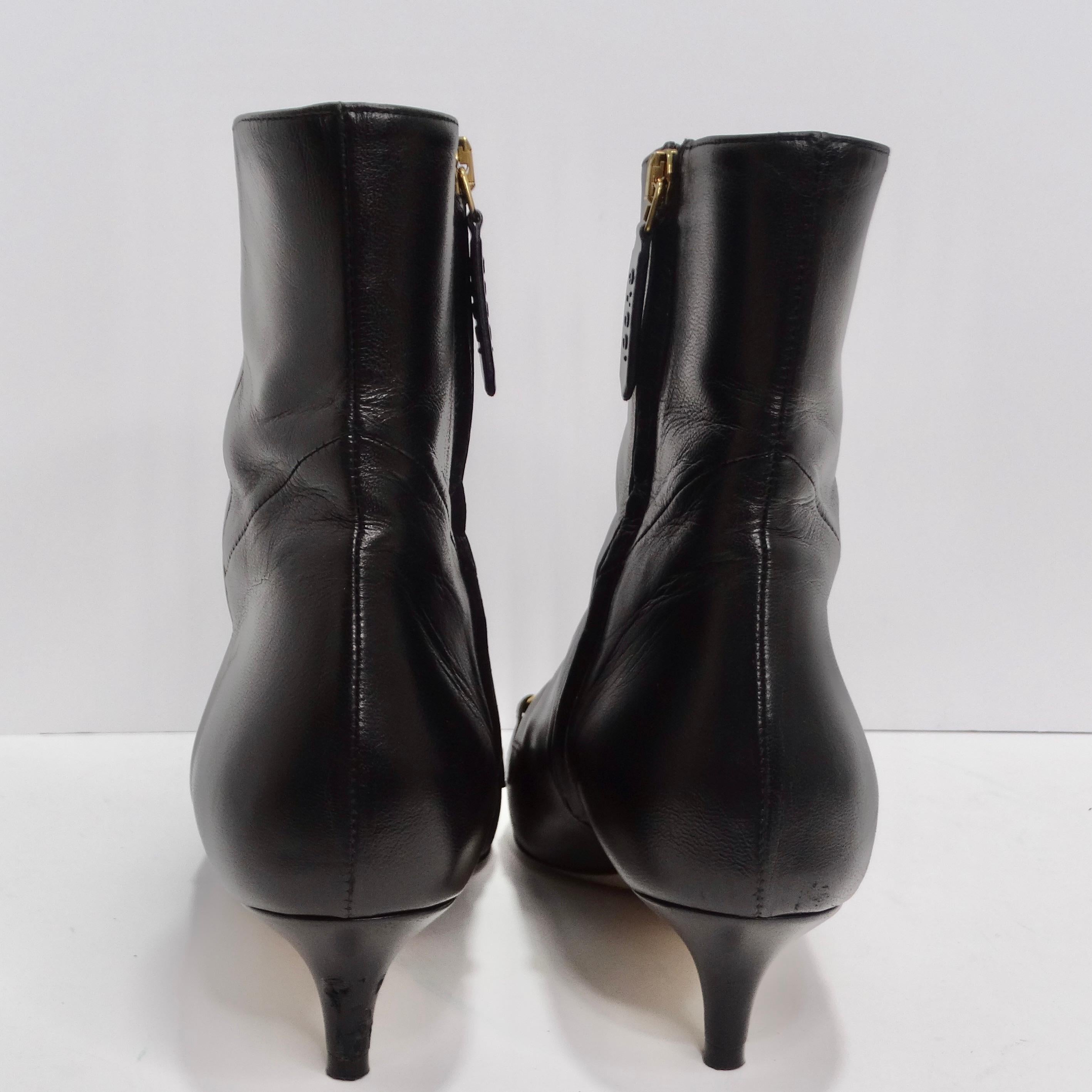 Gucci Leather Zumi Kitten Heel Ankle Boots For Sale 2