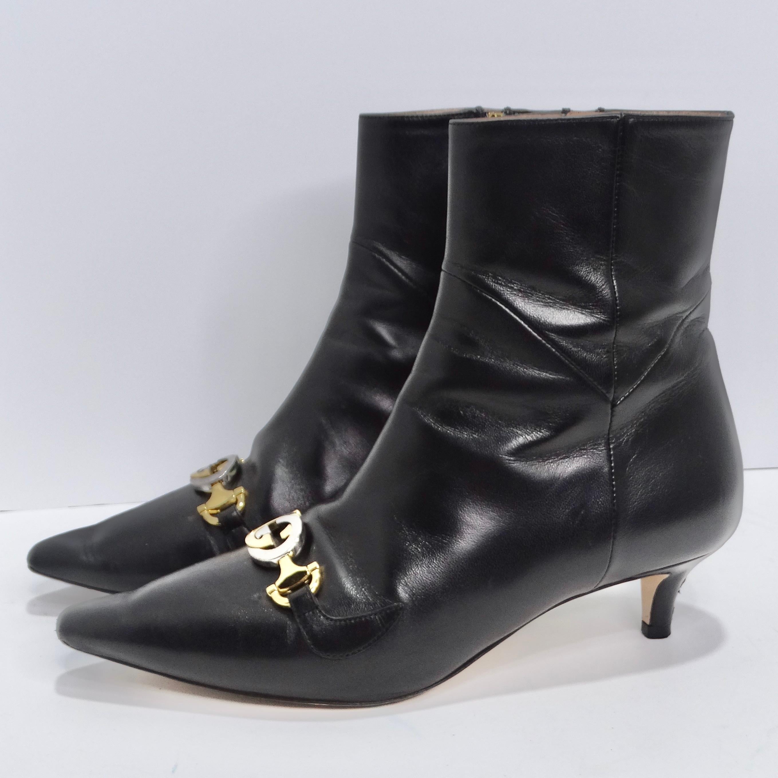 Gucci Leather Zumi Kitten Heel Ankle Boots 3