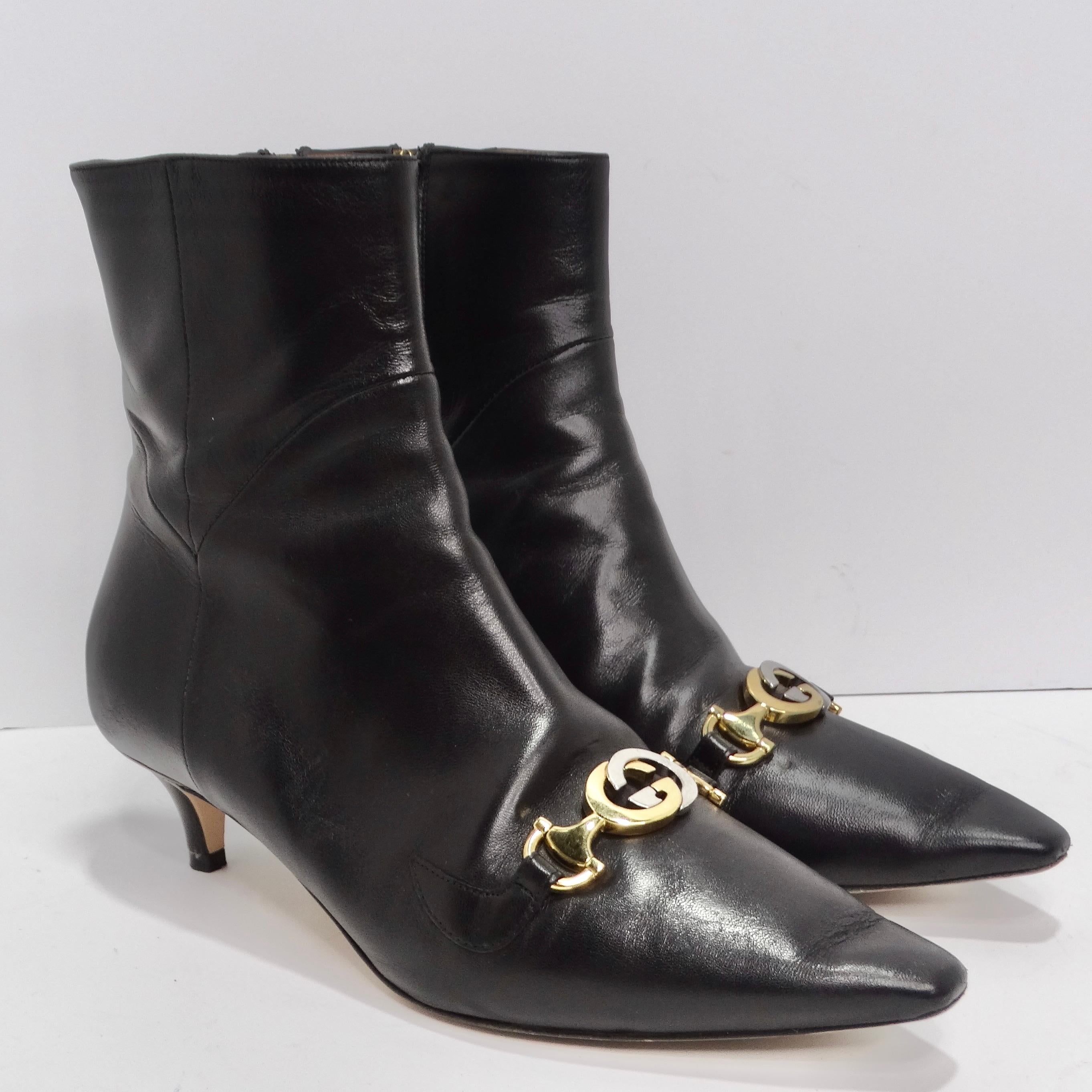 Gucci Leather Zumi Kitten Heel Ankle Boots For Sale 4