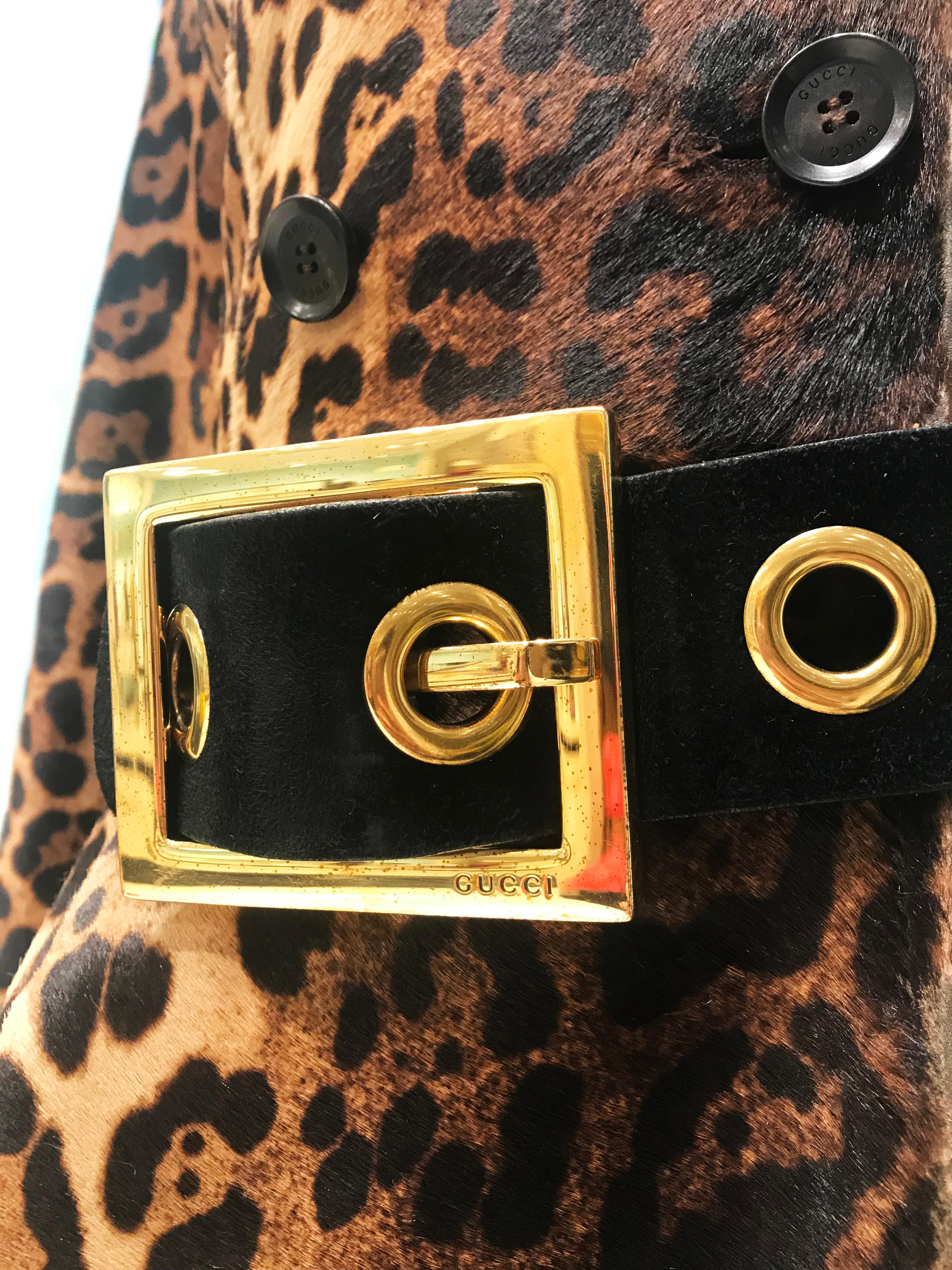 Gucci Leopard Print Belted Fur Coat, 2013  In Good Condition For Sale In Palm Beach, FL