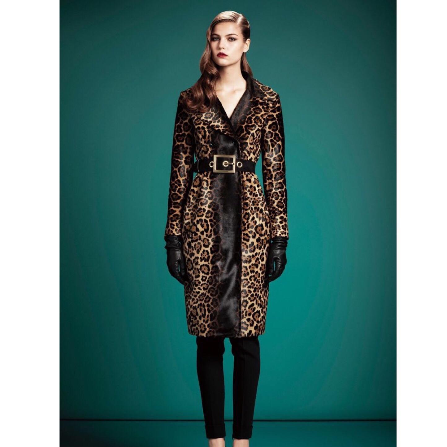 Gucci Leopard Print Belted Fur Coat, 2013  For Sale 4