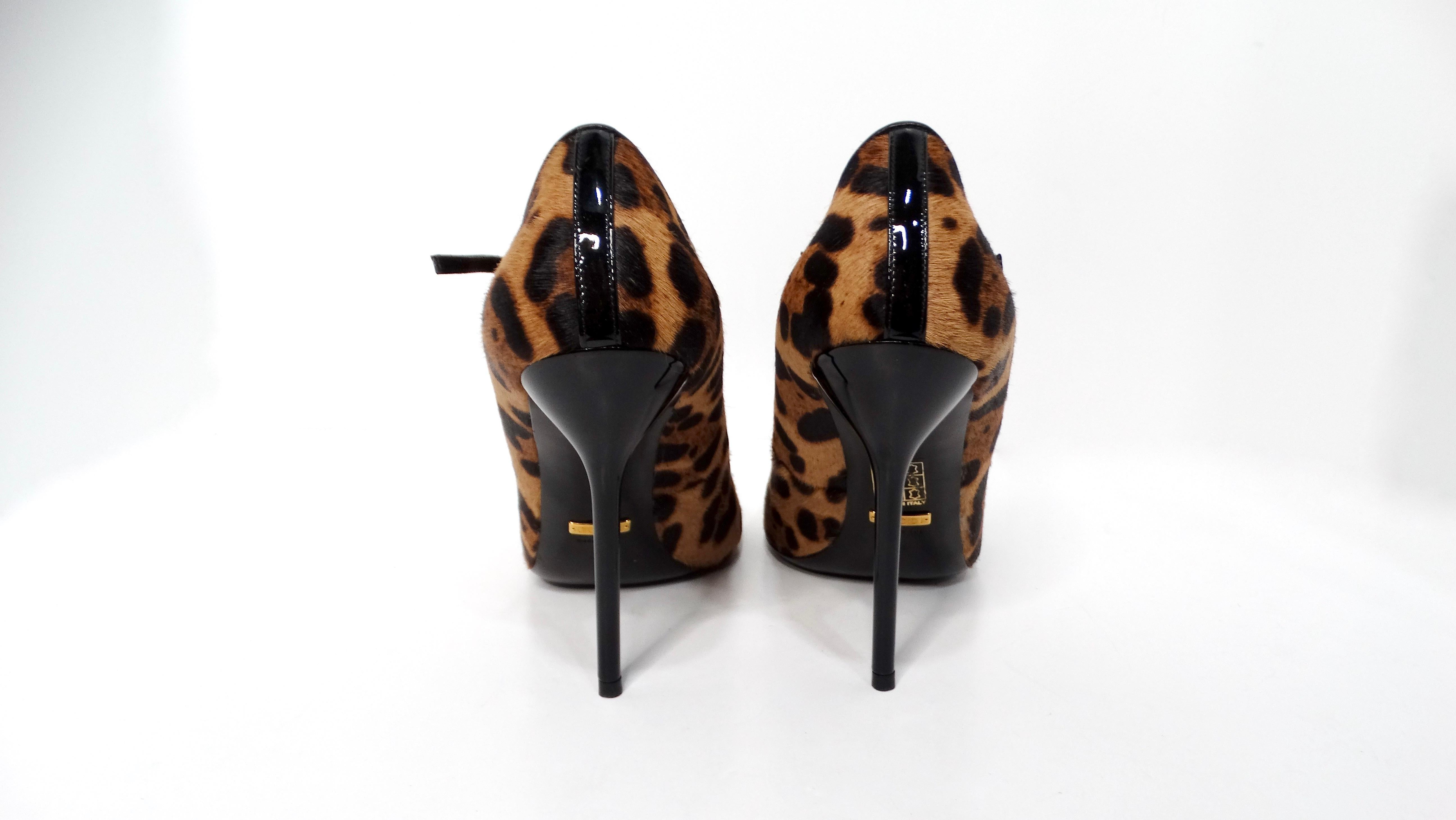 Gucci Leopard Print Calf Hair Beverly Pumps In Good Condition For Sale In Scottsdale, AZ