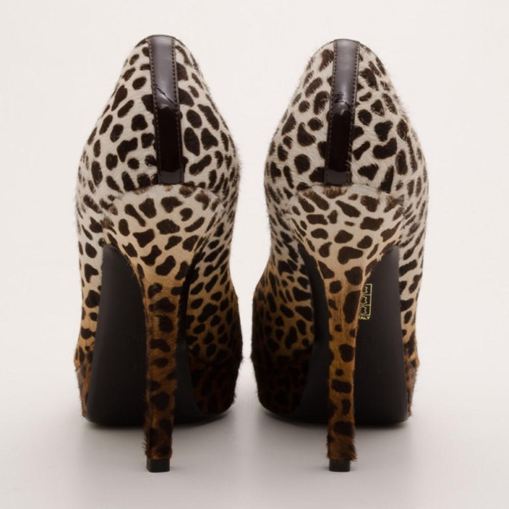 Black Gucci Leopard Print Calf-Hair Platform Pumps Size 36.5