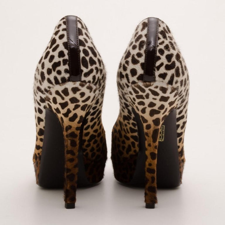 Gucci Leopard Print Calf-Hair Platform Pumps Size 36.5 For Sale at 1stDibs