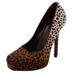 Gucci Leopard Print Calf-Hair Platform Pumps Size 36.5