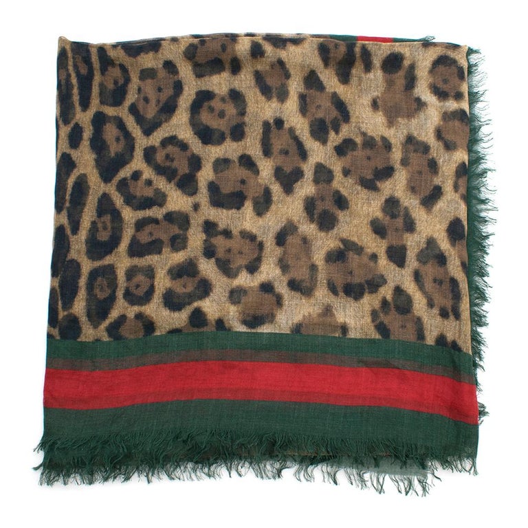 Gucci Leopard Print  Trim Silk Blend Shawl at 1stDibs gucci